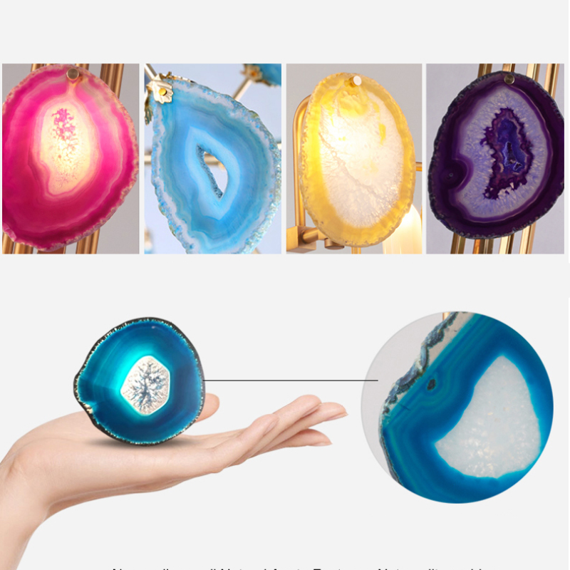 Lustre à bras ramifiés avec éléments colorés