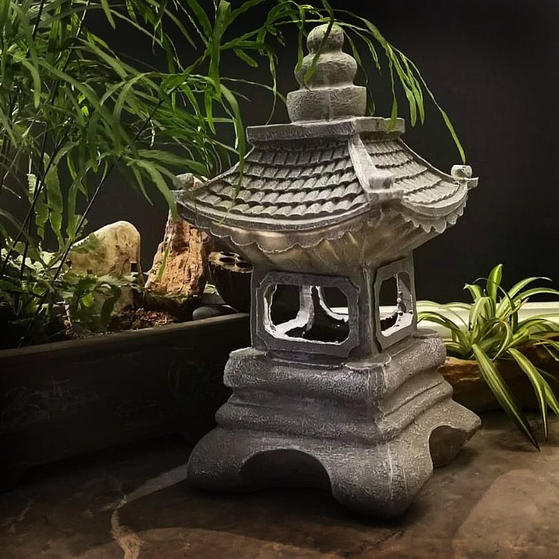 Solarlamp tuin pagode stenen uiterlijk