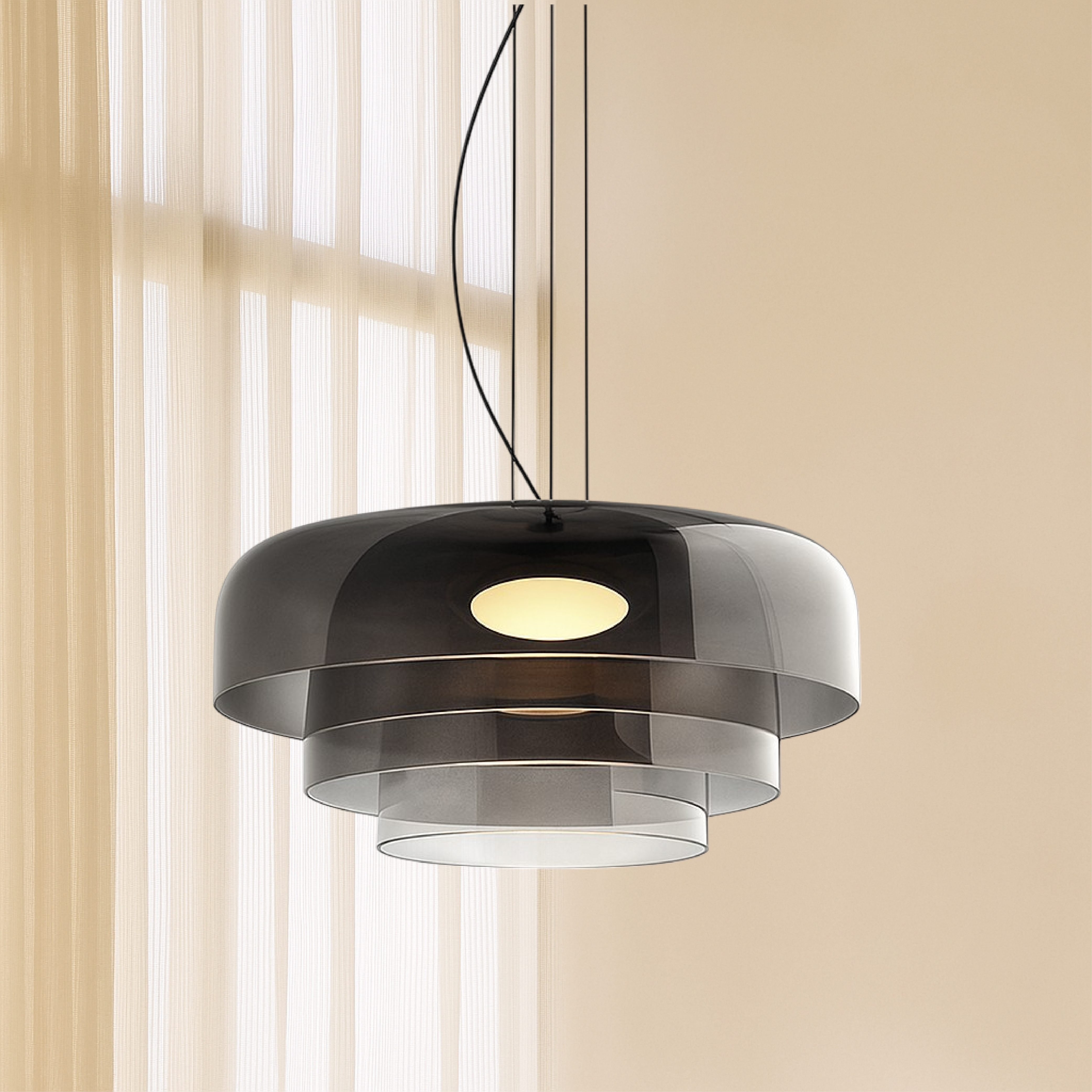 Nowoczesna lampa wisząca ze szkła warstwowego