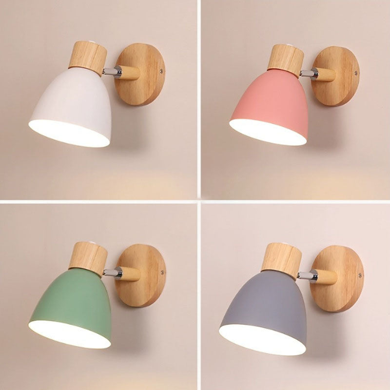 Moderne minimalistische wandlamp LED in kegelvorm van hout