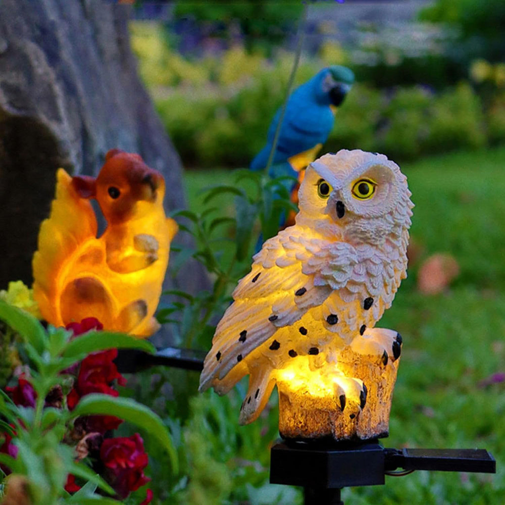 Lampe solaire de jardin en forme de chouette
