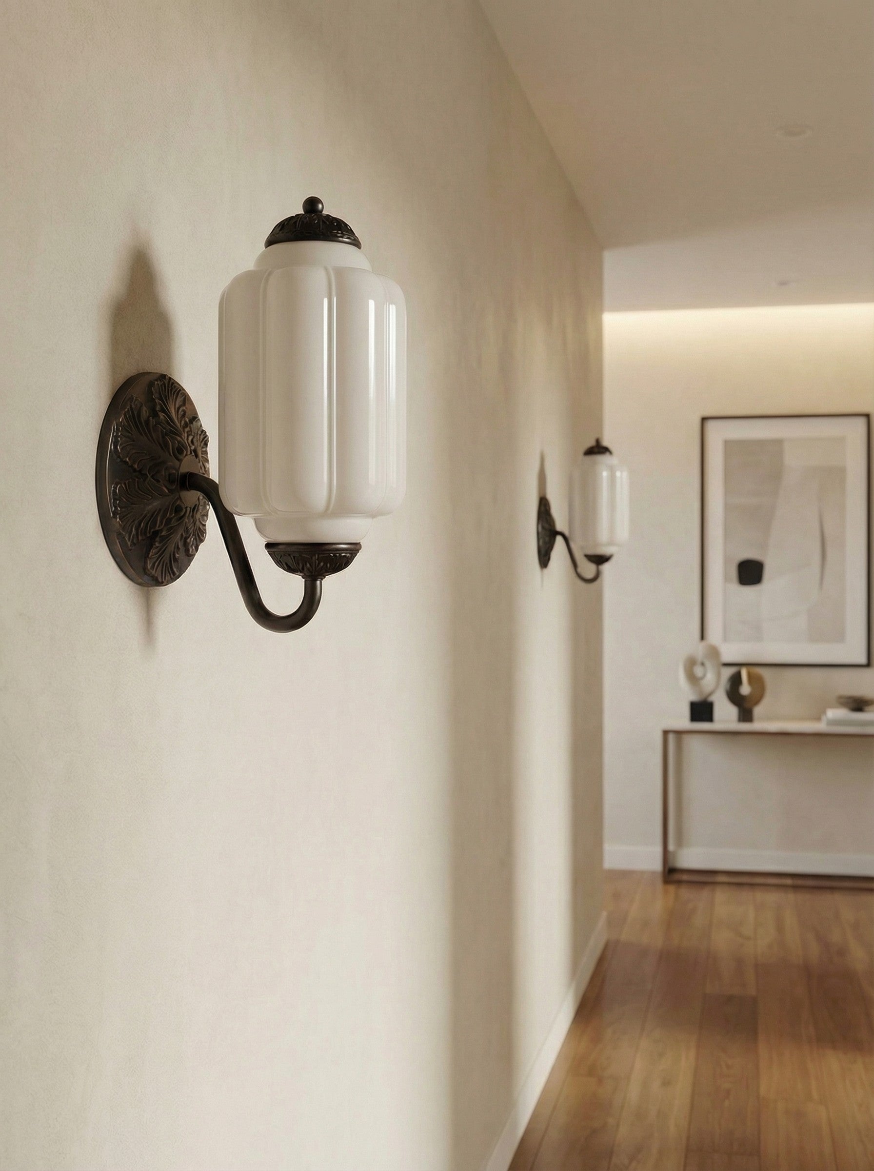 Klasyczna szklana lampa ścienna w kształcie dyni