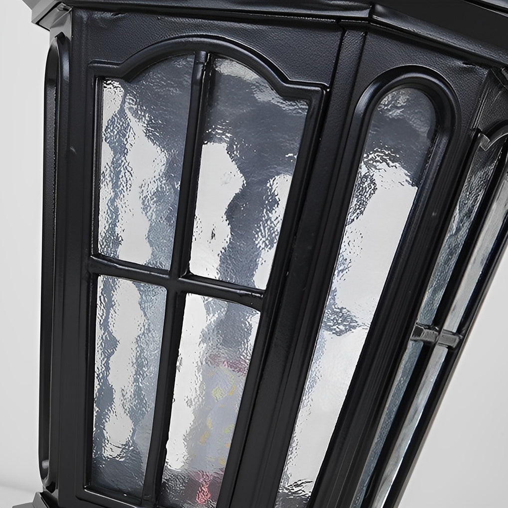 Lampe solaire sur pied avec socle, cadre en métal et panneaux en verre