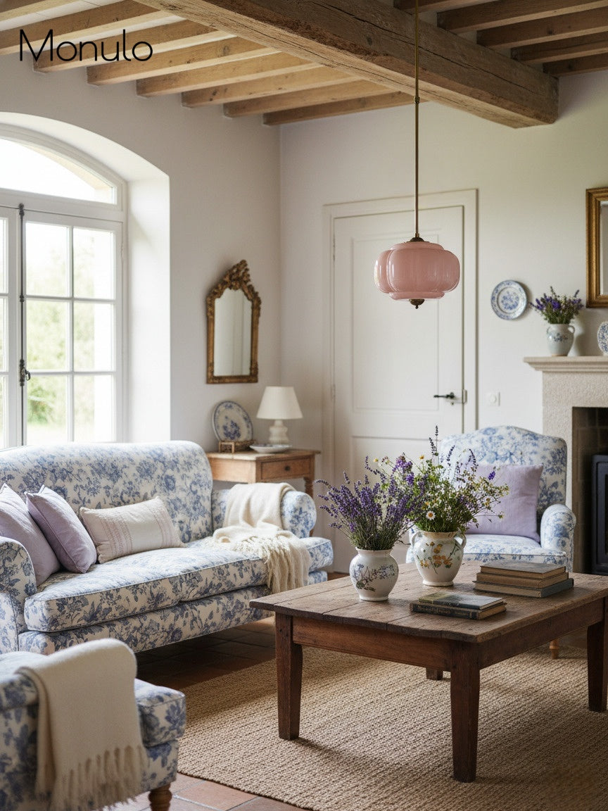 Lampa wisząca w kształcie dyni w stylu vintage, półpłaska, szklana