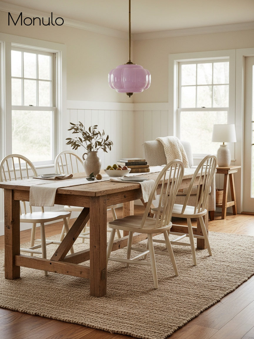 Lampa wisząca w kształcie dyni w stylu vintage, półpłaska, szklana