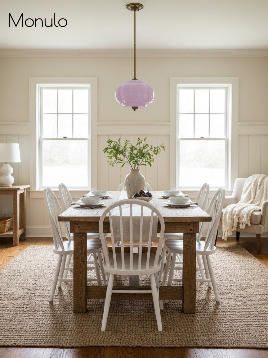 Lampa wisząca w kształcie dyni w stylu vintage, półpłaska, szklana