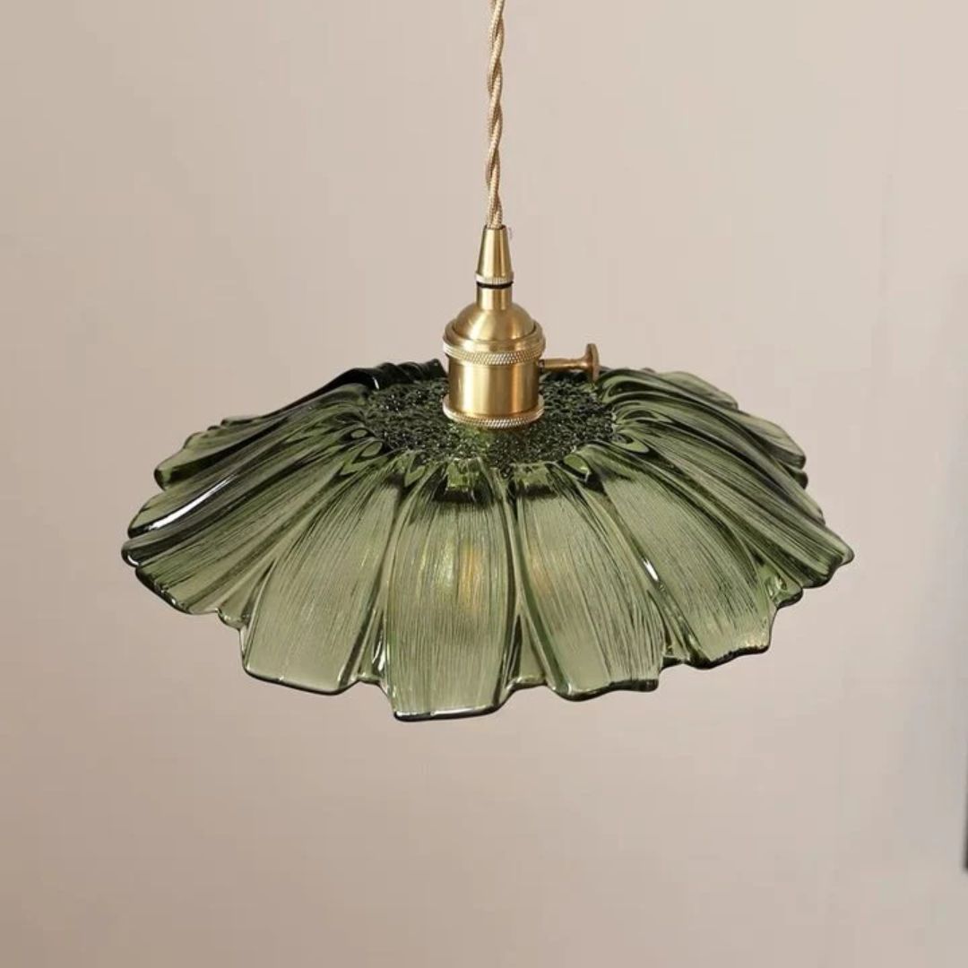 Lampe suspendue florale en verre décoratif