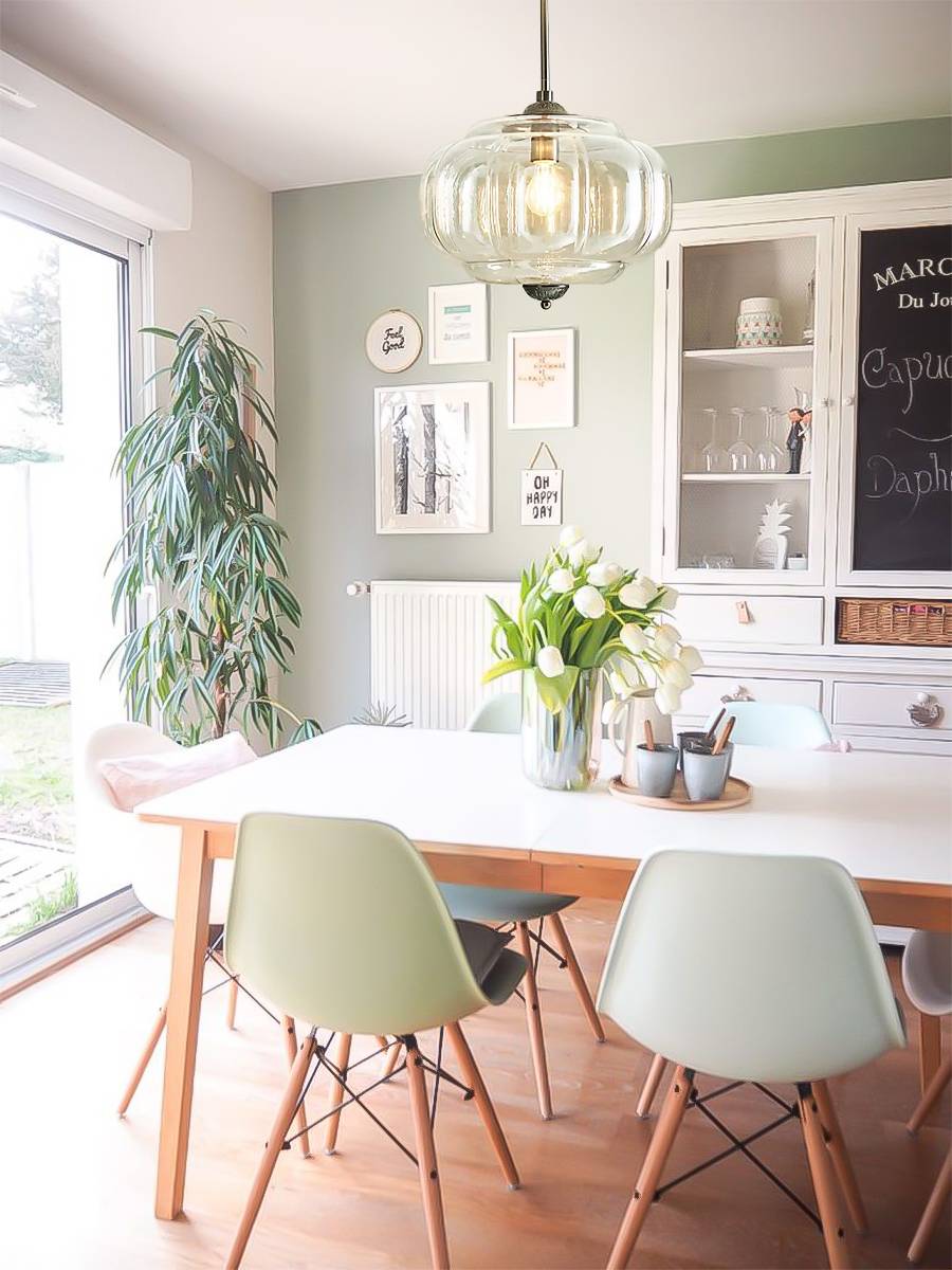 Lampa wisząca w kształcie dyni w stylu vintage, półpłaska, szklana