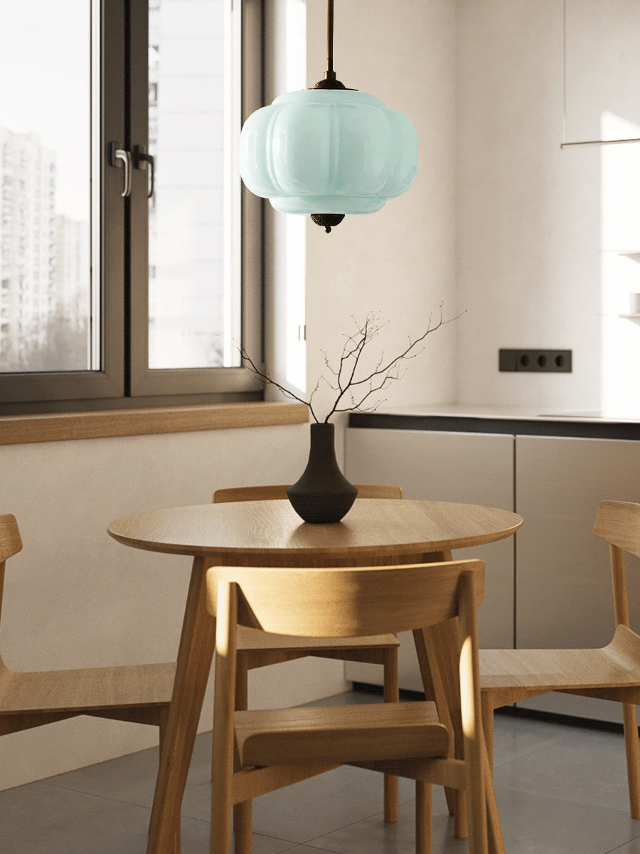 Lampa wisząca w kształcie dyni w stylu vintage, półpłaska, szklana