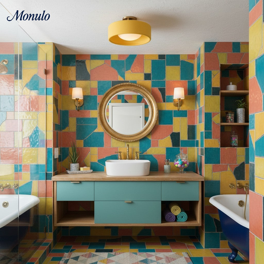 Skandynawska porcelanowa lampa sufitowa montowana na płasko