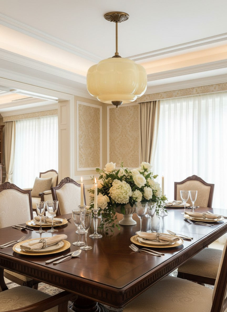 Lampa wisząca w kształcie dyni w stylu vintage, półpłaska, szklana