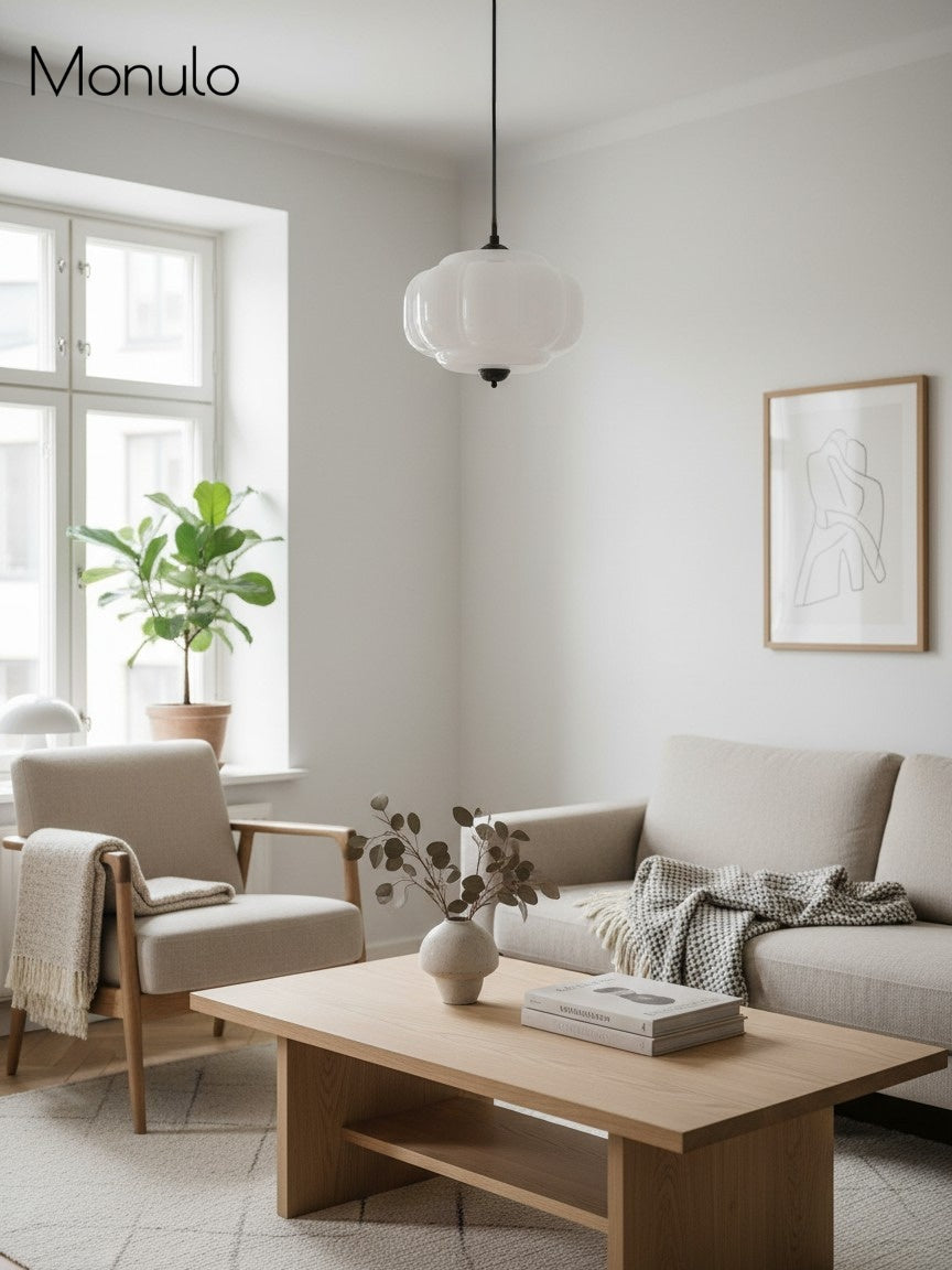 Lampa wisząca w kształcie dyni w stylu vintage, półpłaska, szklana