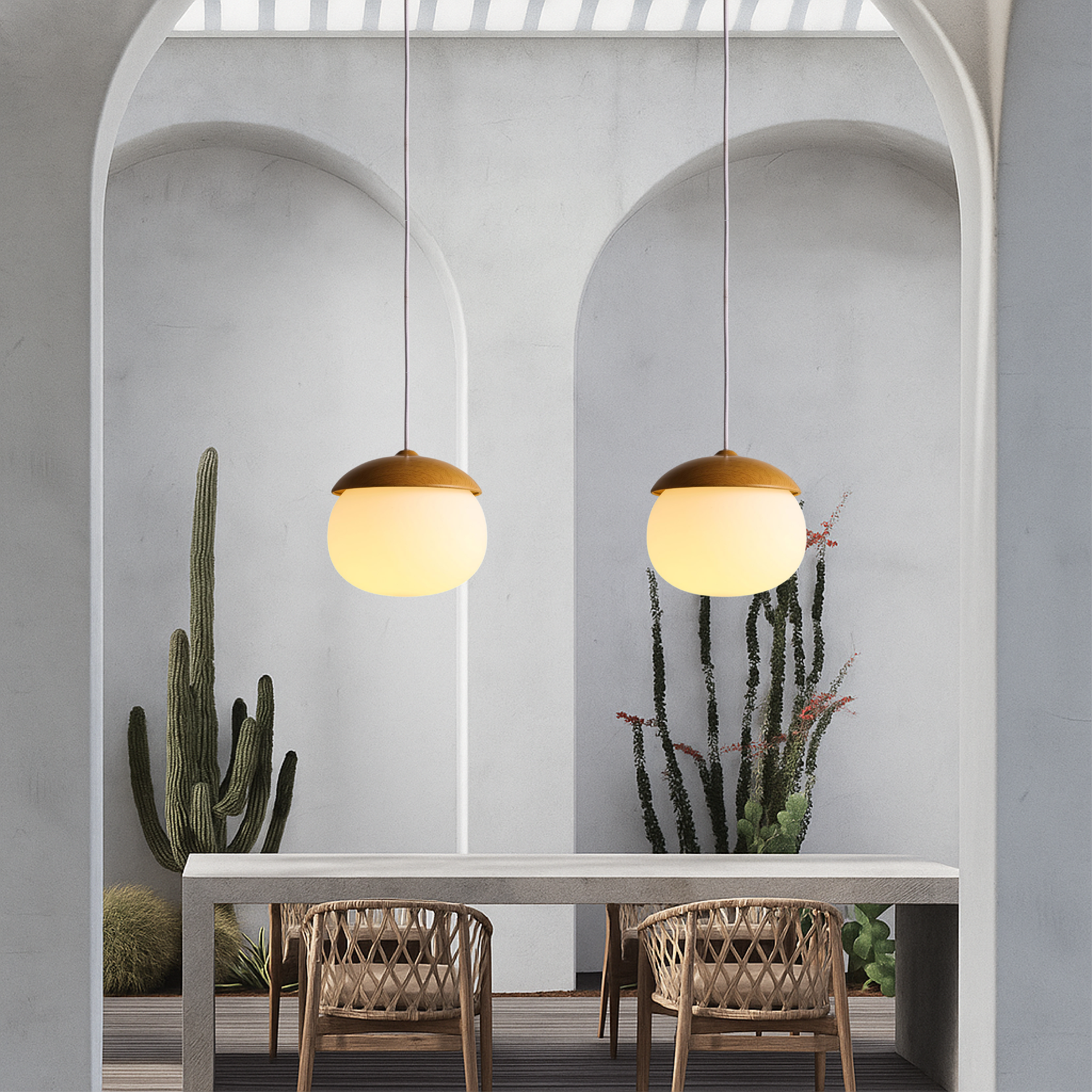 Drewniana lampa wisząca Nordic