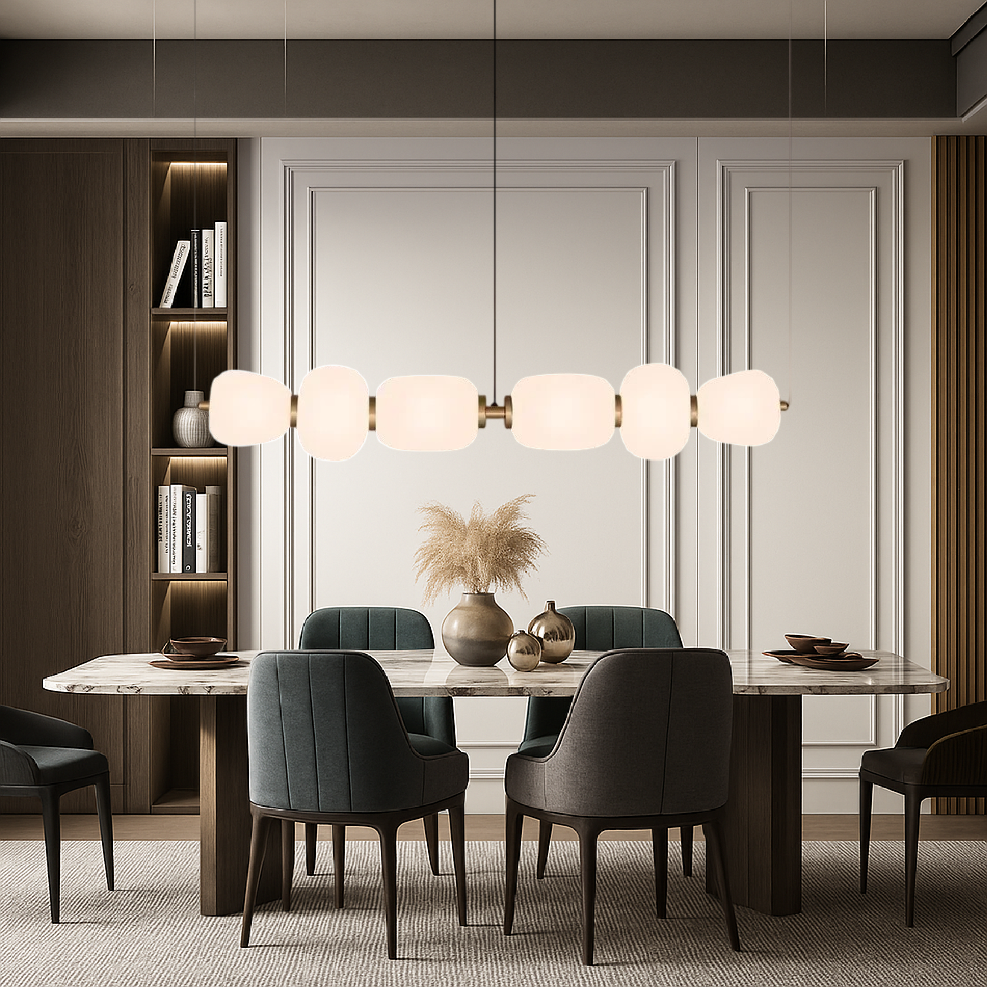 Biała szklana lampa wisząca barowa