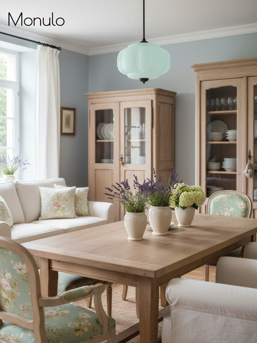 Lampa wisząca w kształcie dyni w stylu vintage, półpłaska, szklana