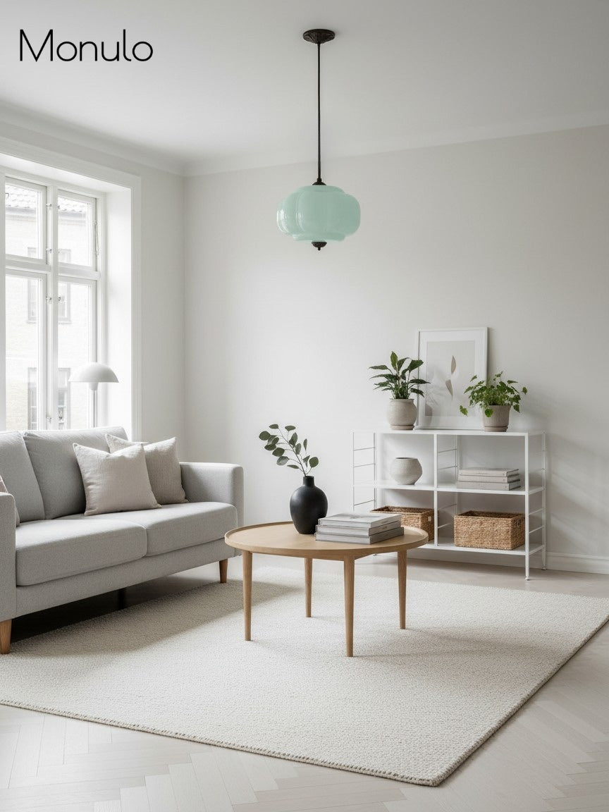 Lampa wisząca w kształcie dyni w stylu vintage, półpłaska, szklana