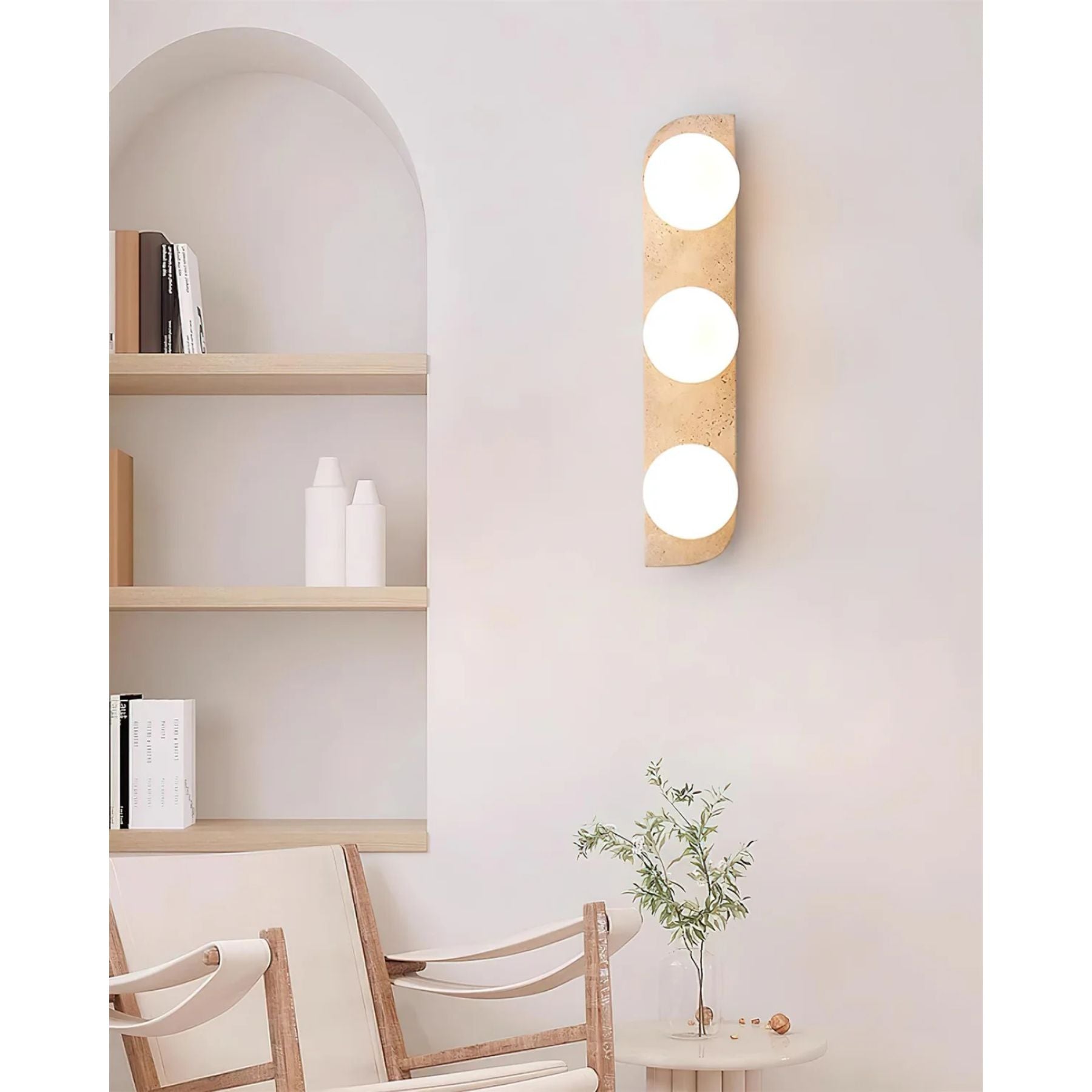 Lampe murale en pierre avec boules lumineuses rondes