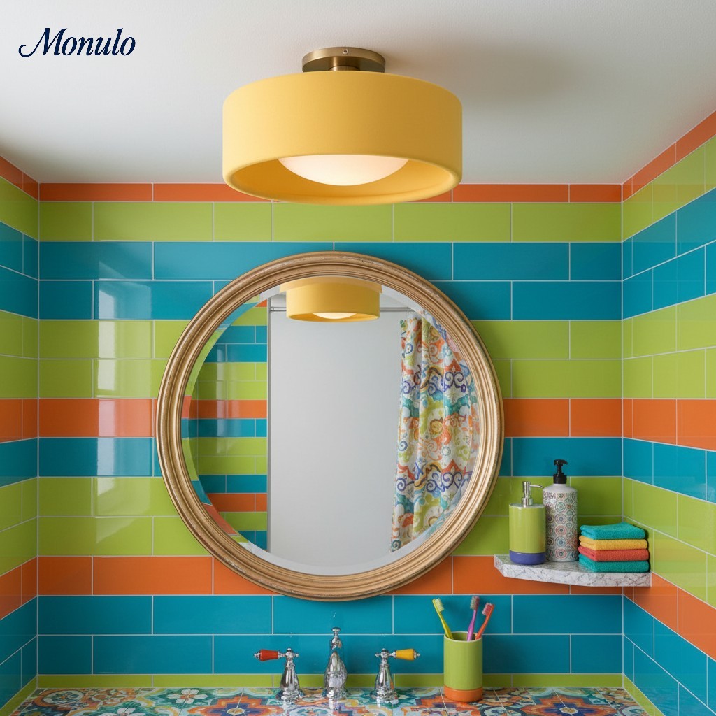 Skandynawska porcelanowa lampa sufitowa montowana na płasko