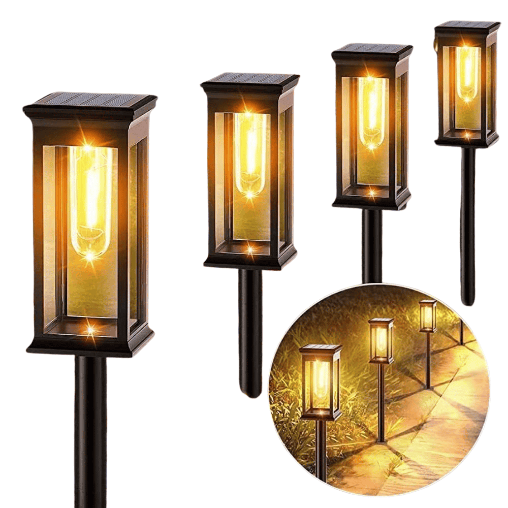 Poteau d'éclairage solaire avec panneaux en verre