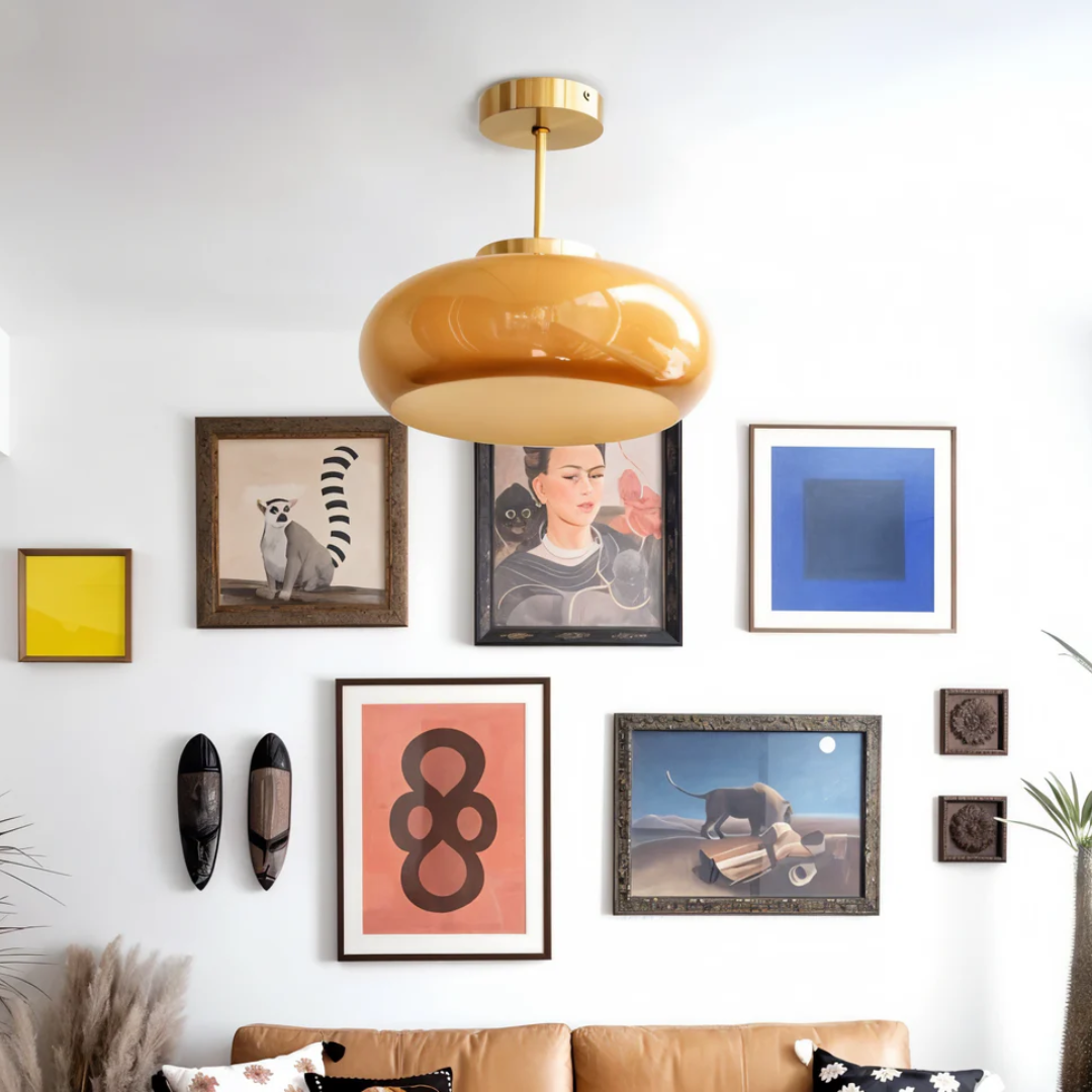 Lampe de plafond en verre de style ancien