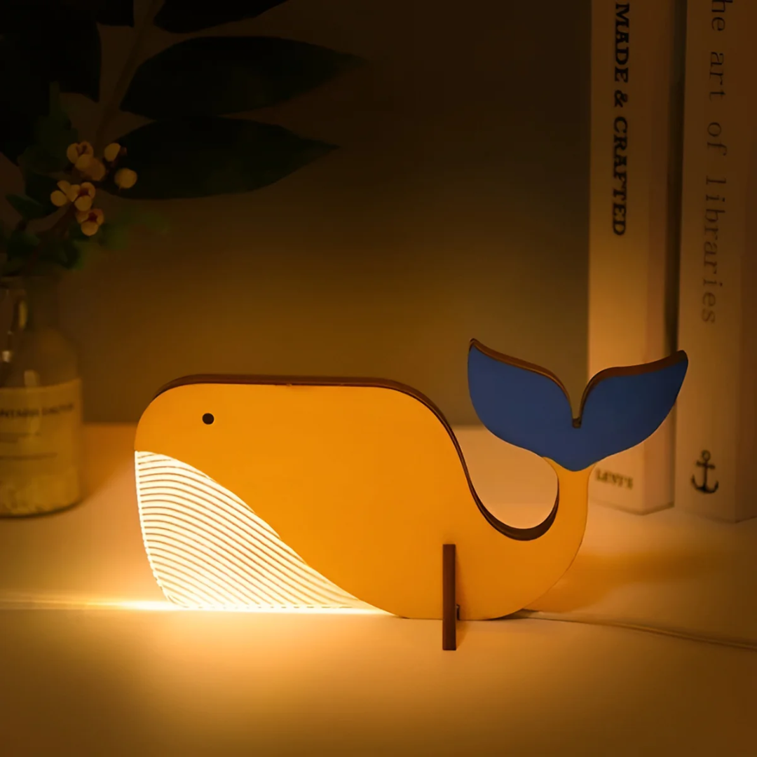 Lampe de table en bois nordique à LED en forme d'animaux