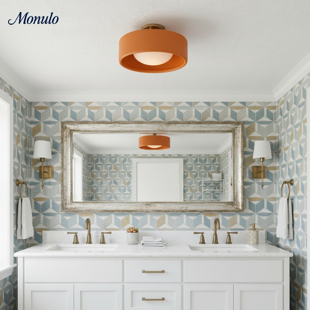 Skandynawska porcelanowa lampa sufitowa montowana na płasko