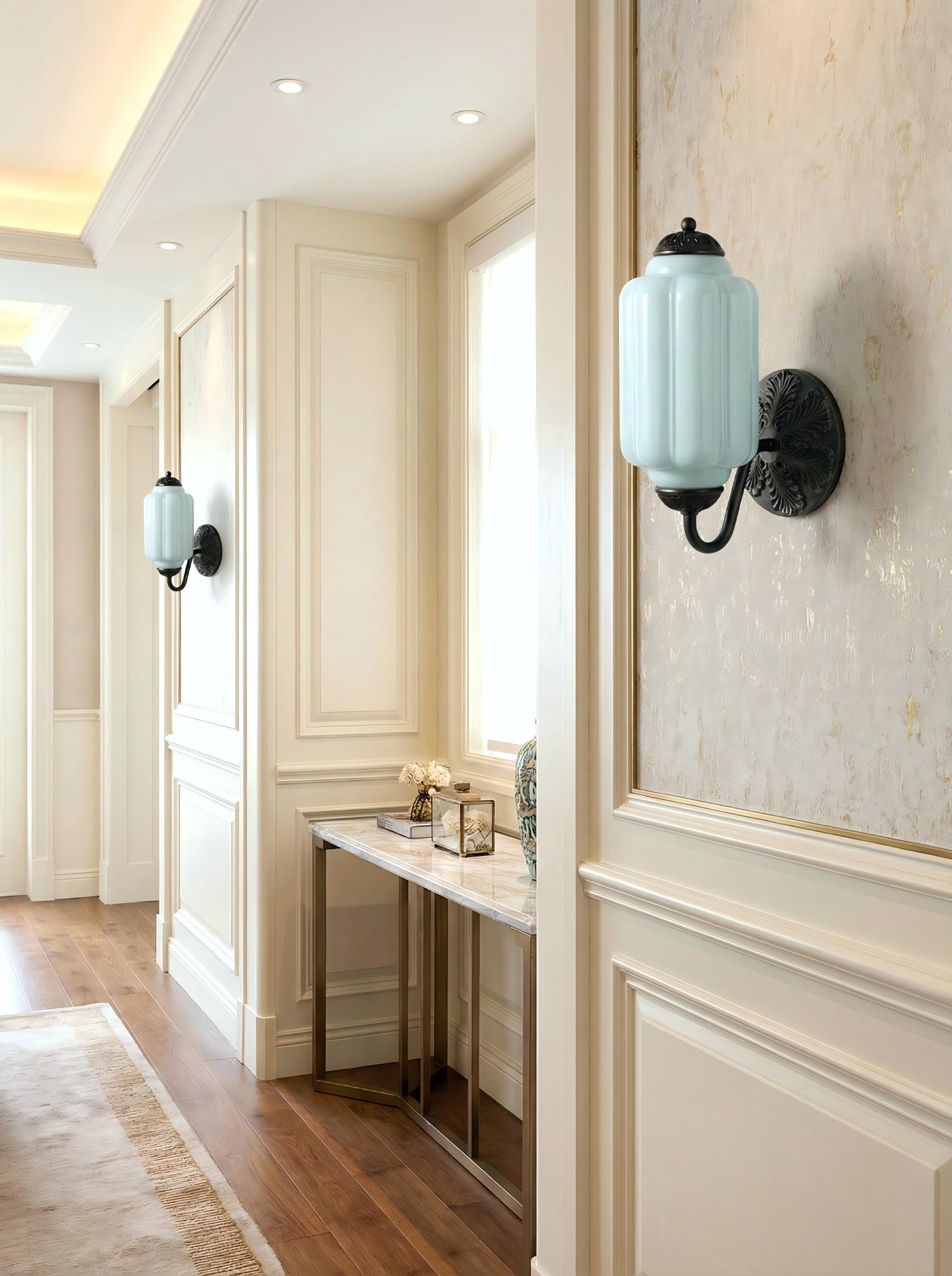 Klasyczna szklana lampa ścienna w kształcie dyni