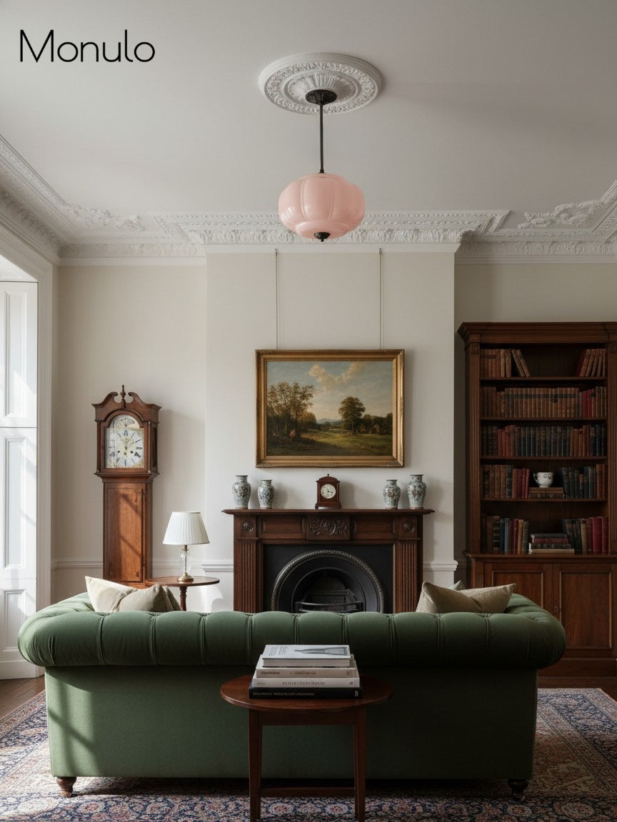 Lampa wisząca w kształcie dyni w stylu vintage, półpłaska, szklana