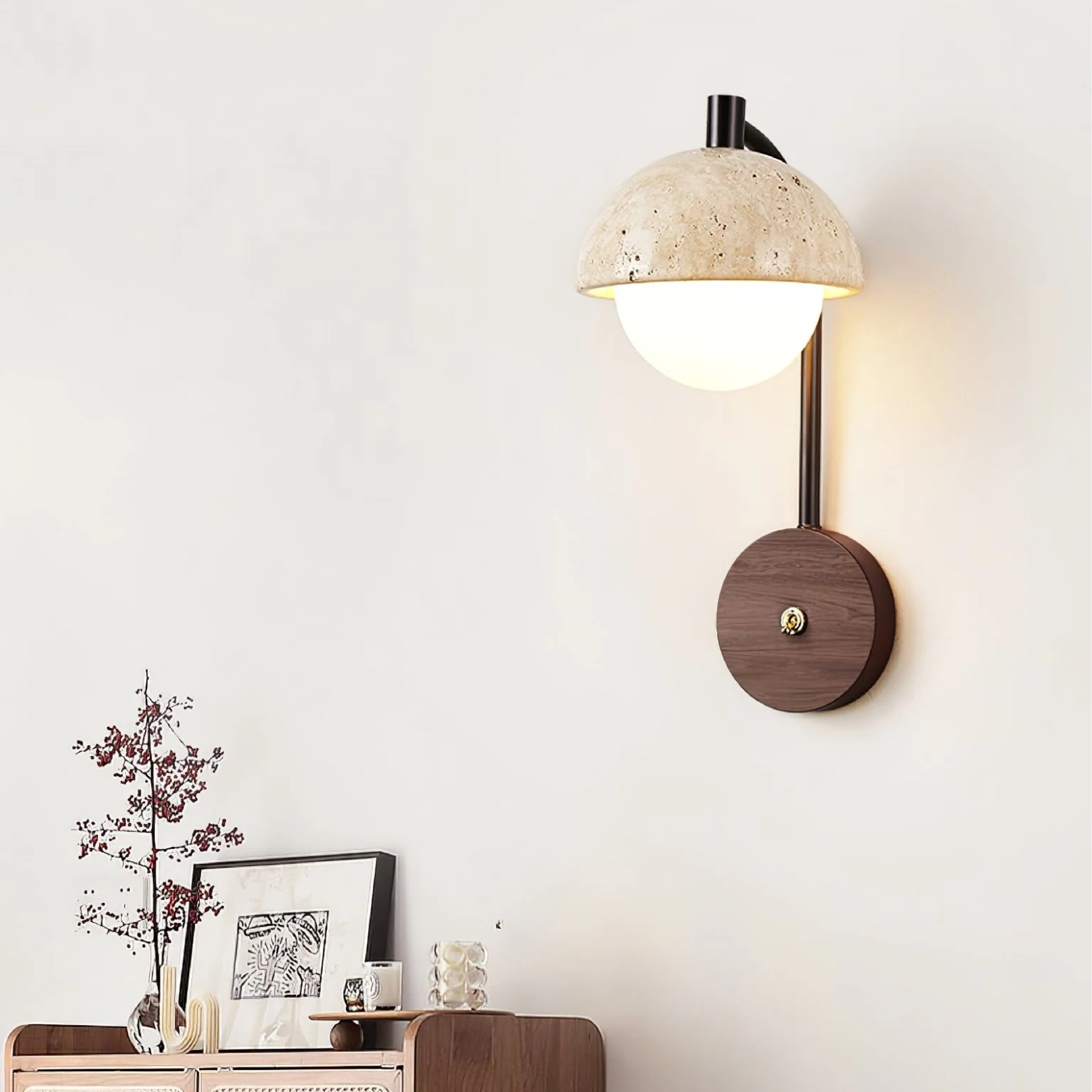 Minimalistische stenen wandlamp