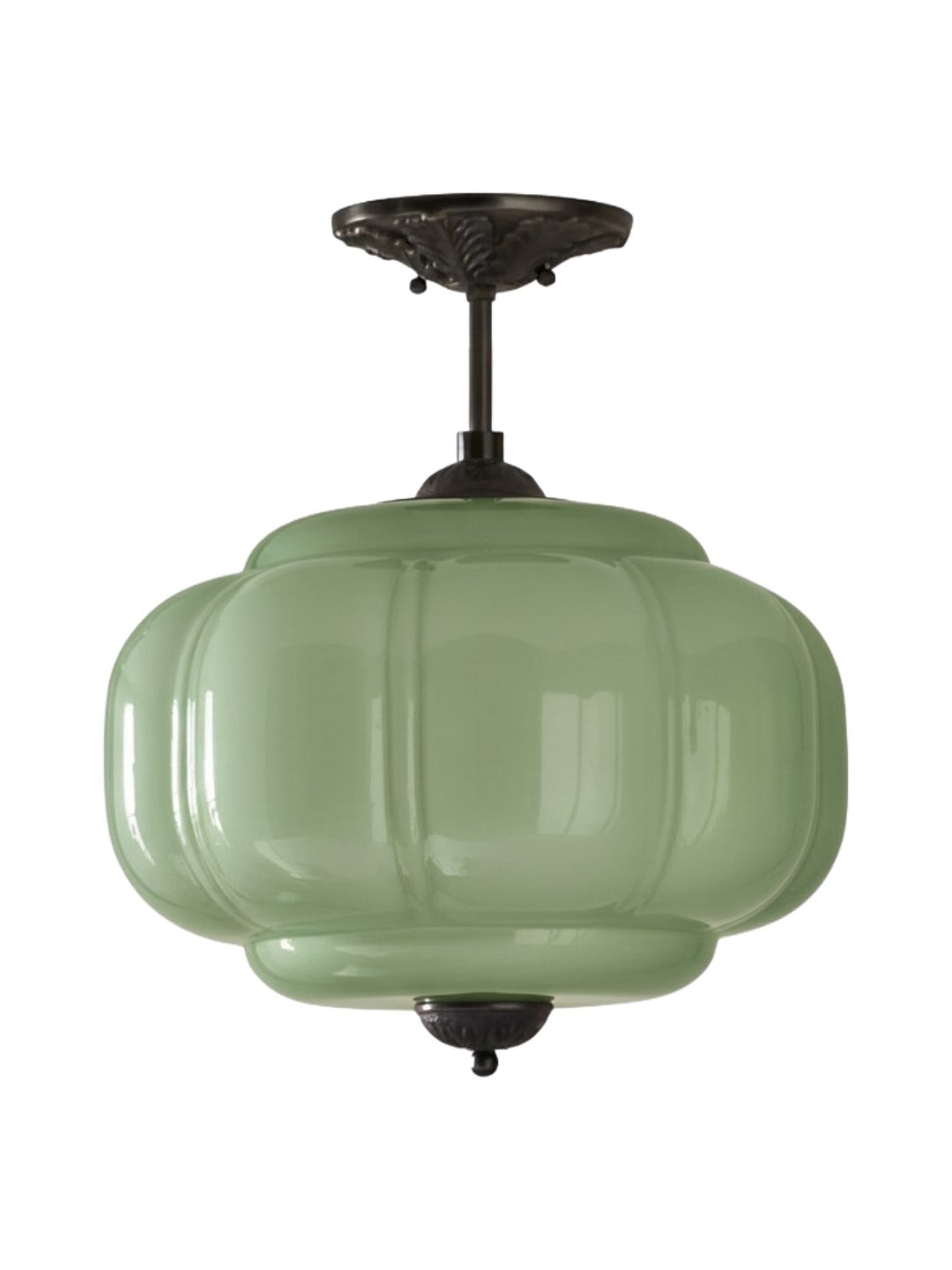 Lampa wisząca w kształcie dyni w stylu vintage, półpłaska, szklana