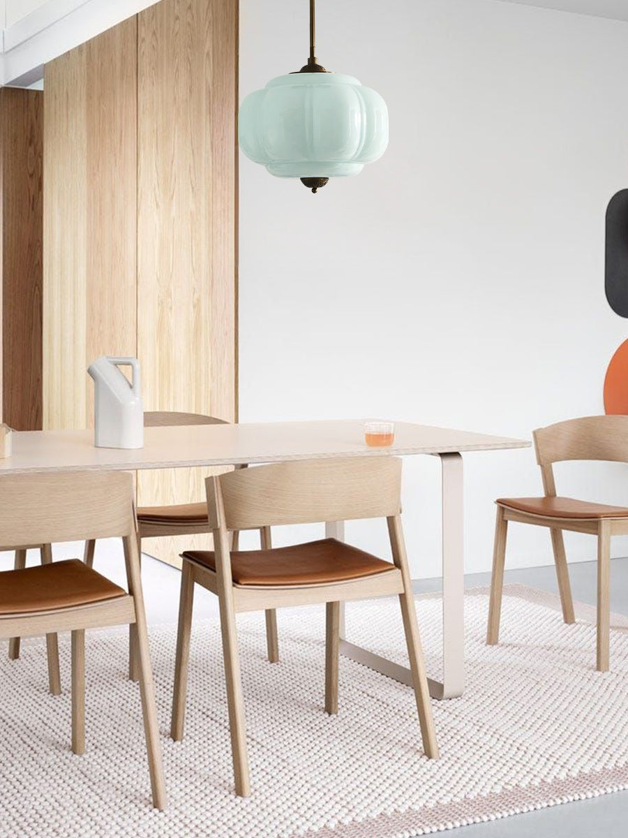 Lampa wisząca w kształcie dyni w stylu vintage, półpłaska, szklana