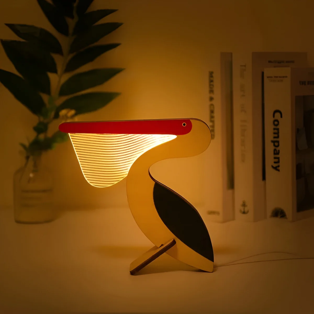 Lampe de table en bois nordique à LED en forme d'animaux