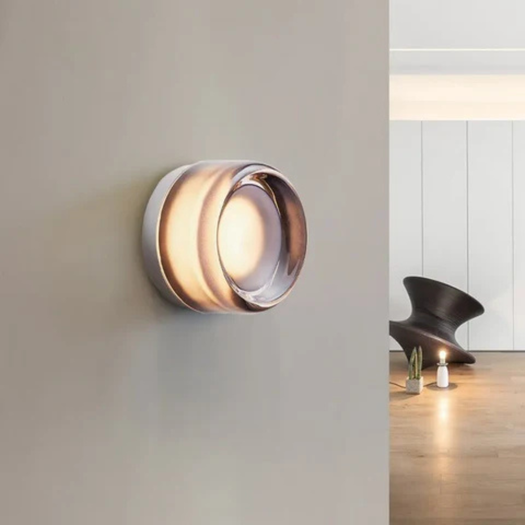 Moderne ronde wandlamp van glas met LED
