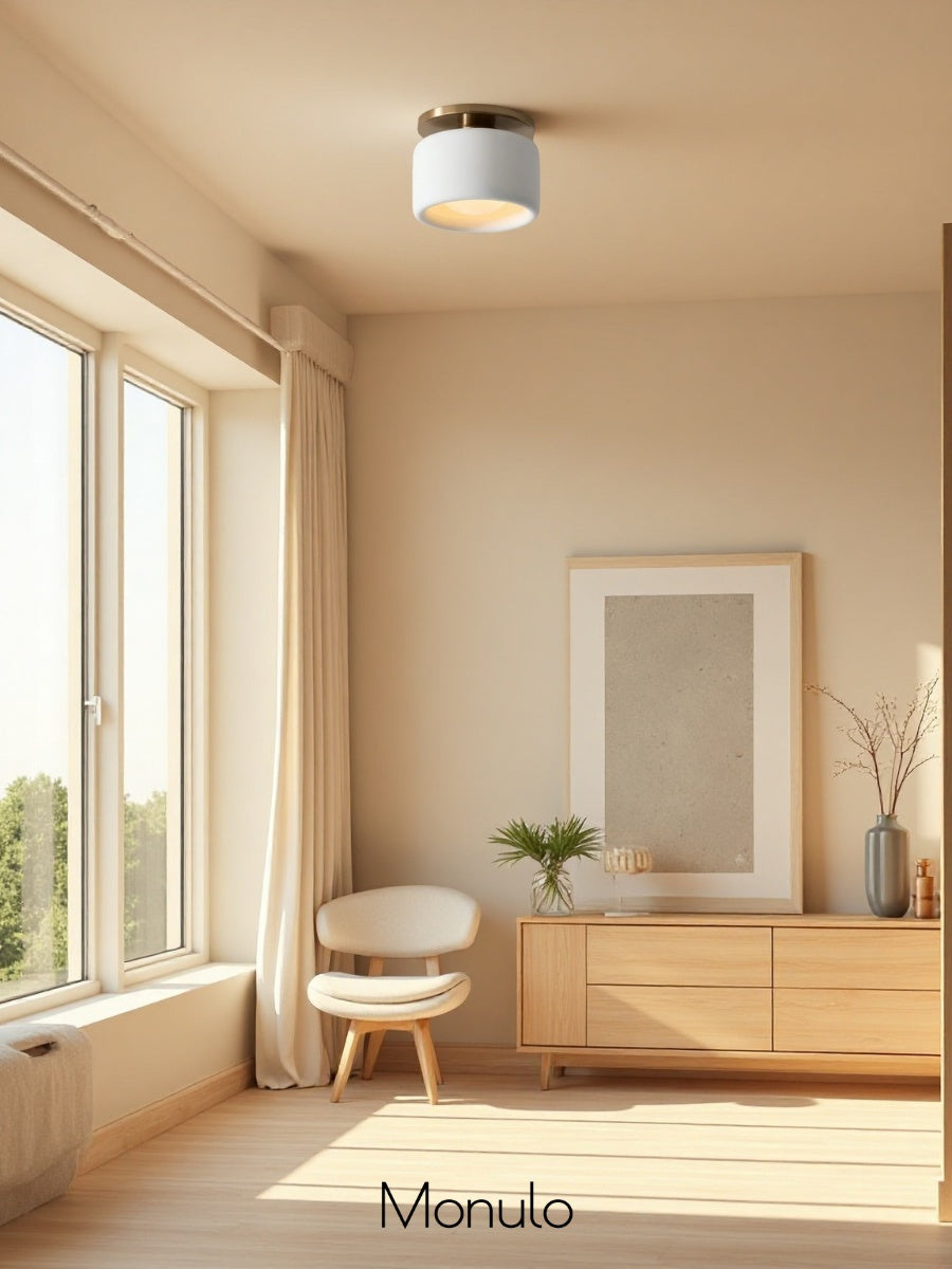 Skandynawska porcelanowa lampa sufitowa montowana na płasko