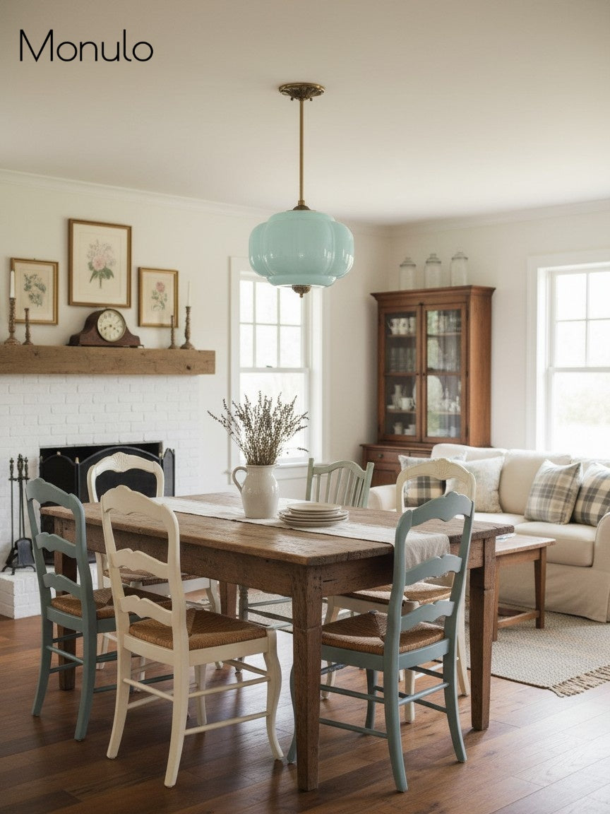 Lampa wisząca w kształcie dyni w stylu vintage, półpłaska, szklana