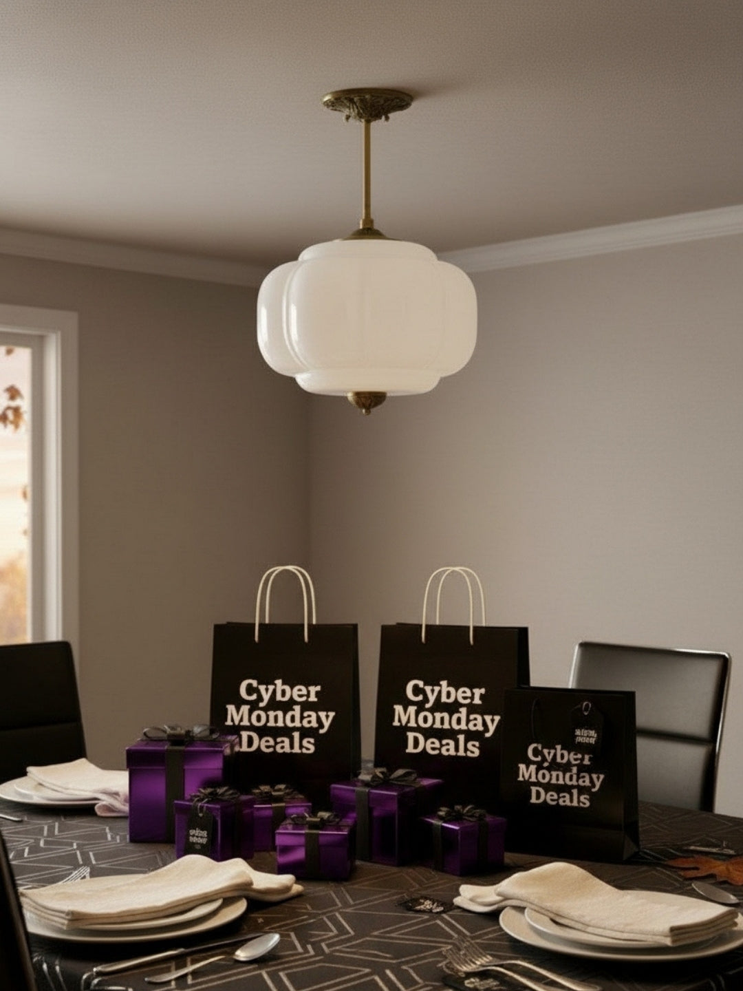 Lampa wisząca w kształcie dyni w stylu vintage, półpłaska, szklana