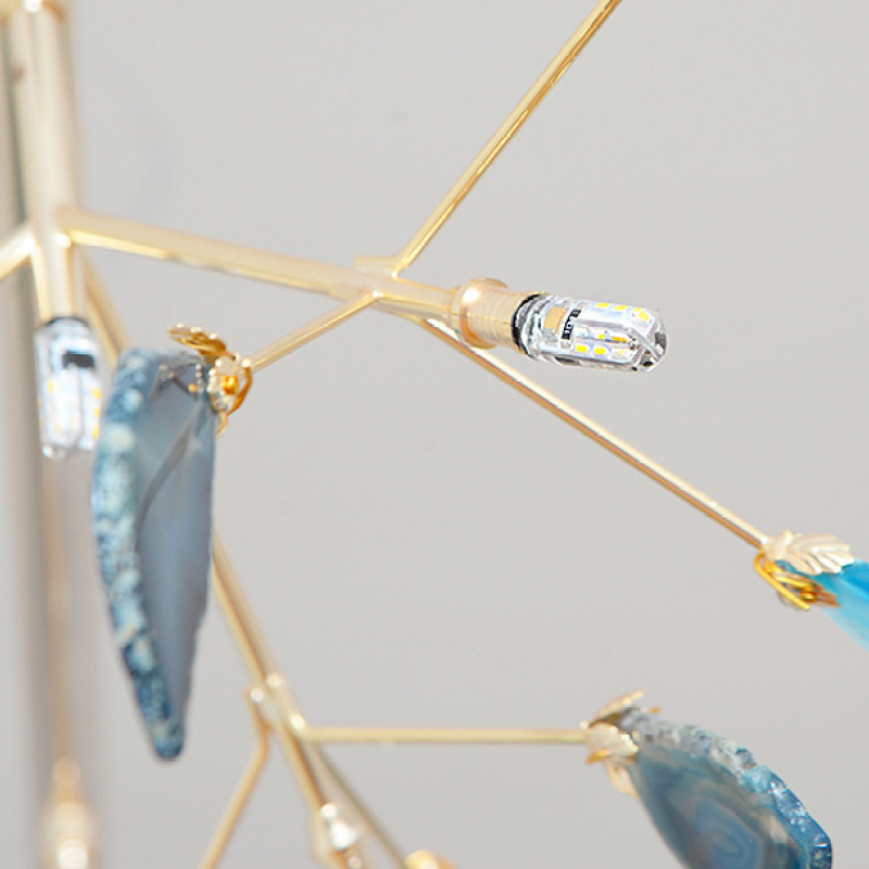 Lustre à bras ramifiés avec éléments colorés