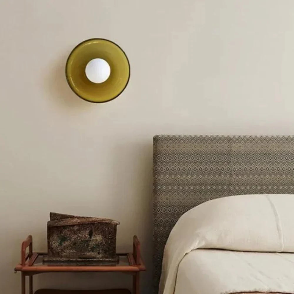 Lampe en verre à DEL en forme de disque pour mur ou plafond