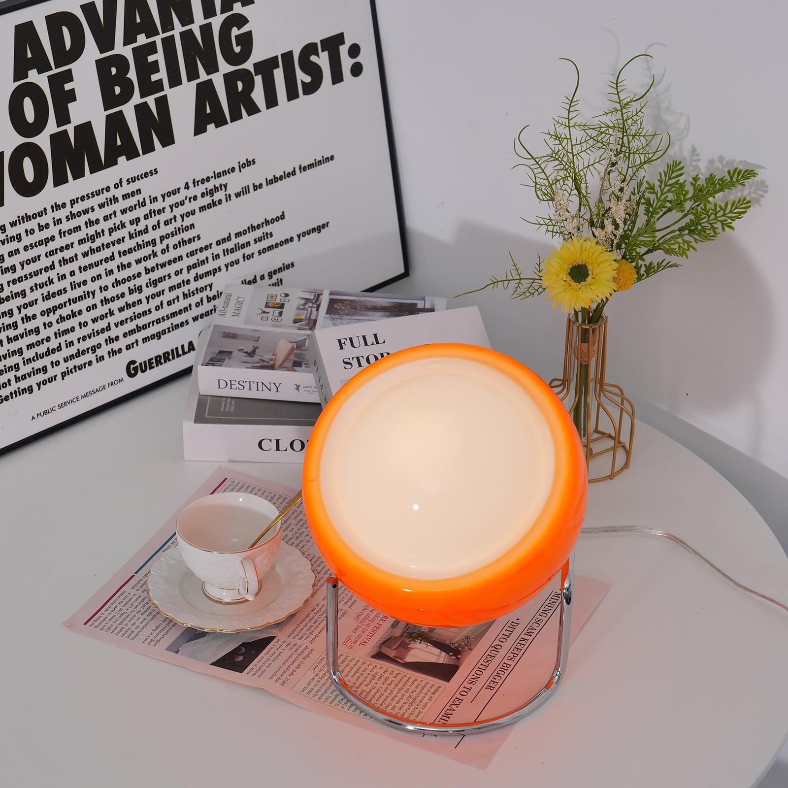 Lampe de table en métal et verre de style architectural Bauhaus