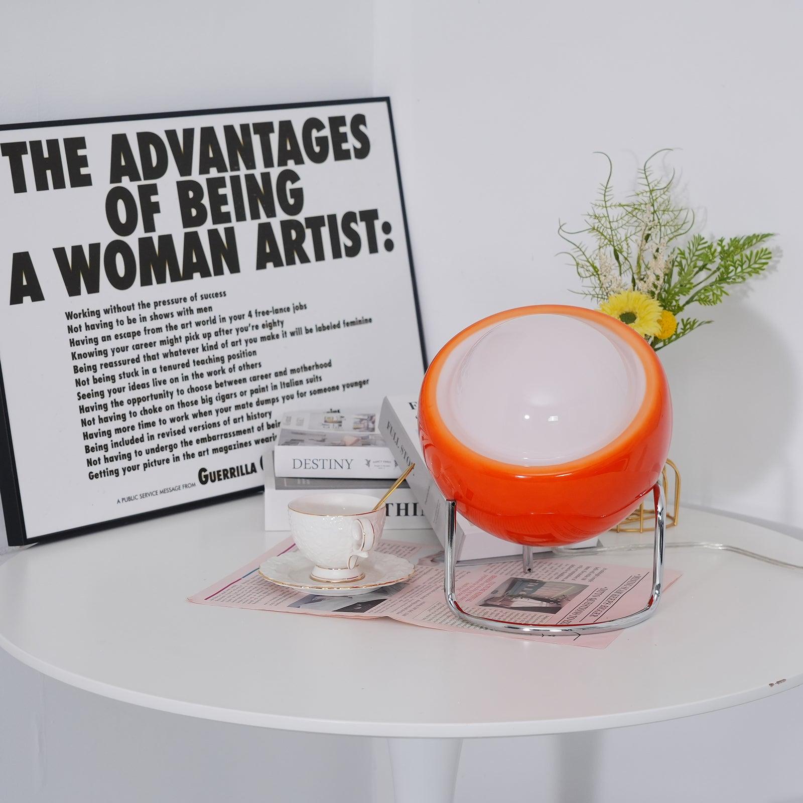 Lampe de table en métal et verre de style architectural Bauhaus