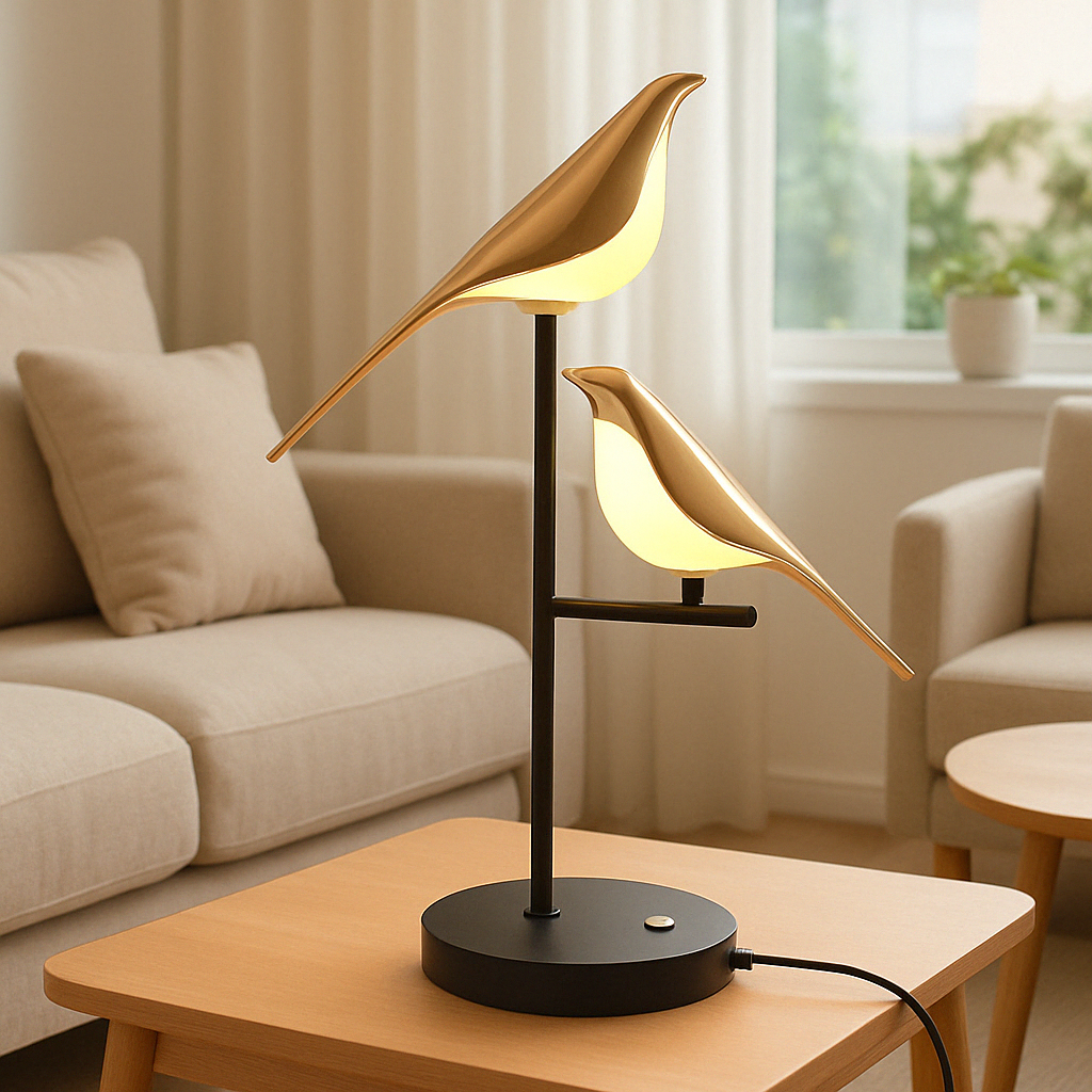 Wyjątkowa elegancka lampa stołowa Mrbird