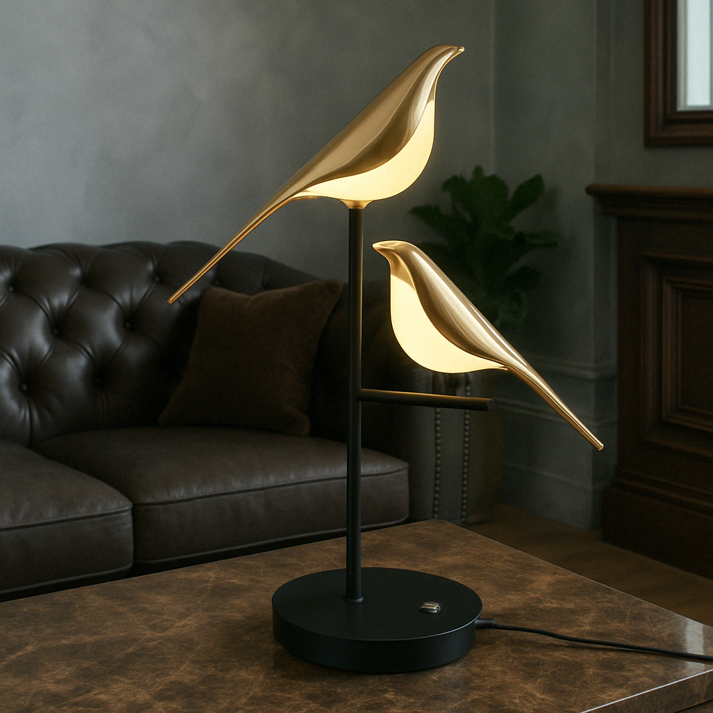 Wyjątkowa elegancka lampa stołowa Mrbird