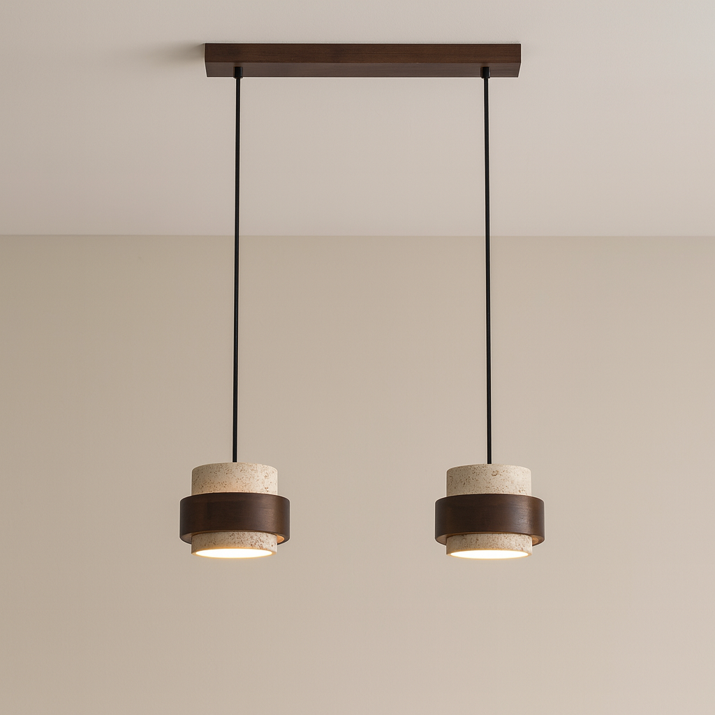 Moderne hanglamp voor de eetkamer in Japandi-stijl