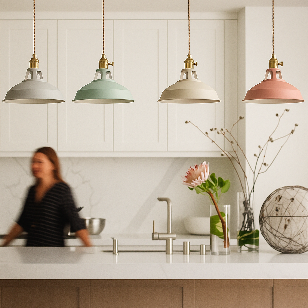 Industriële gekleurde hanglamp LED met metalen kap