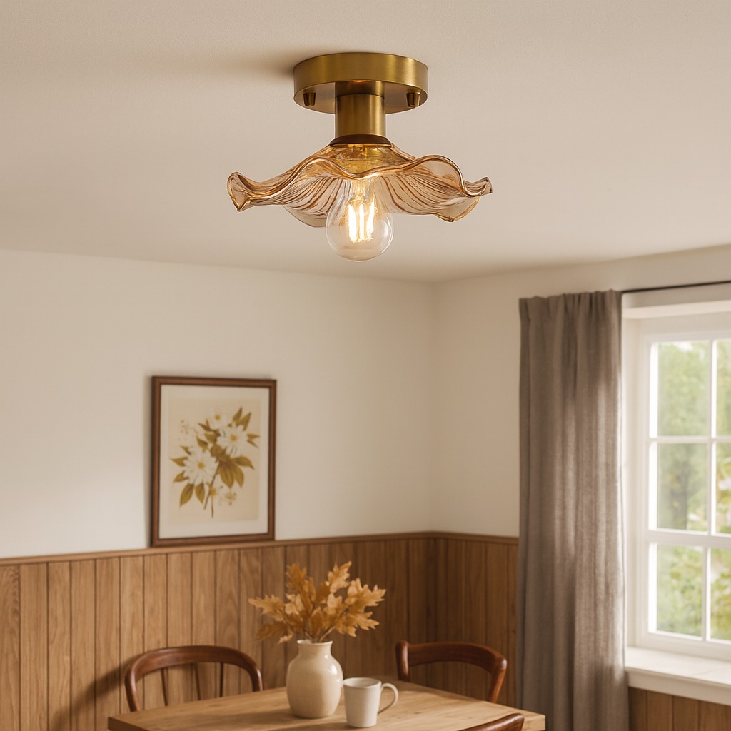 Lampa sufitowa w stylu vintage z motywem kwiatowym