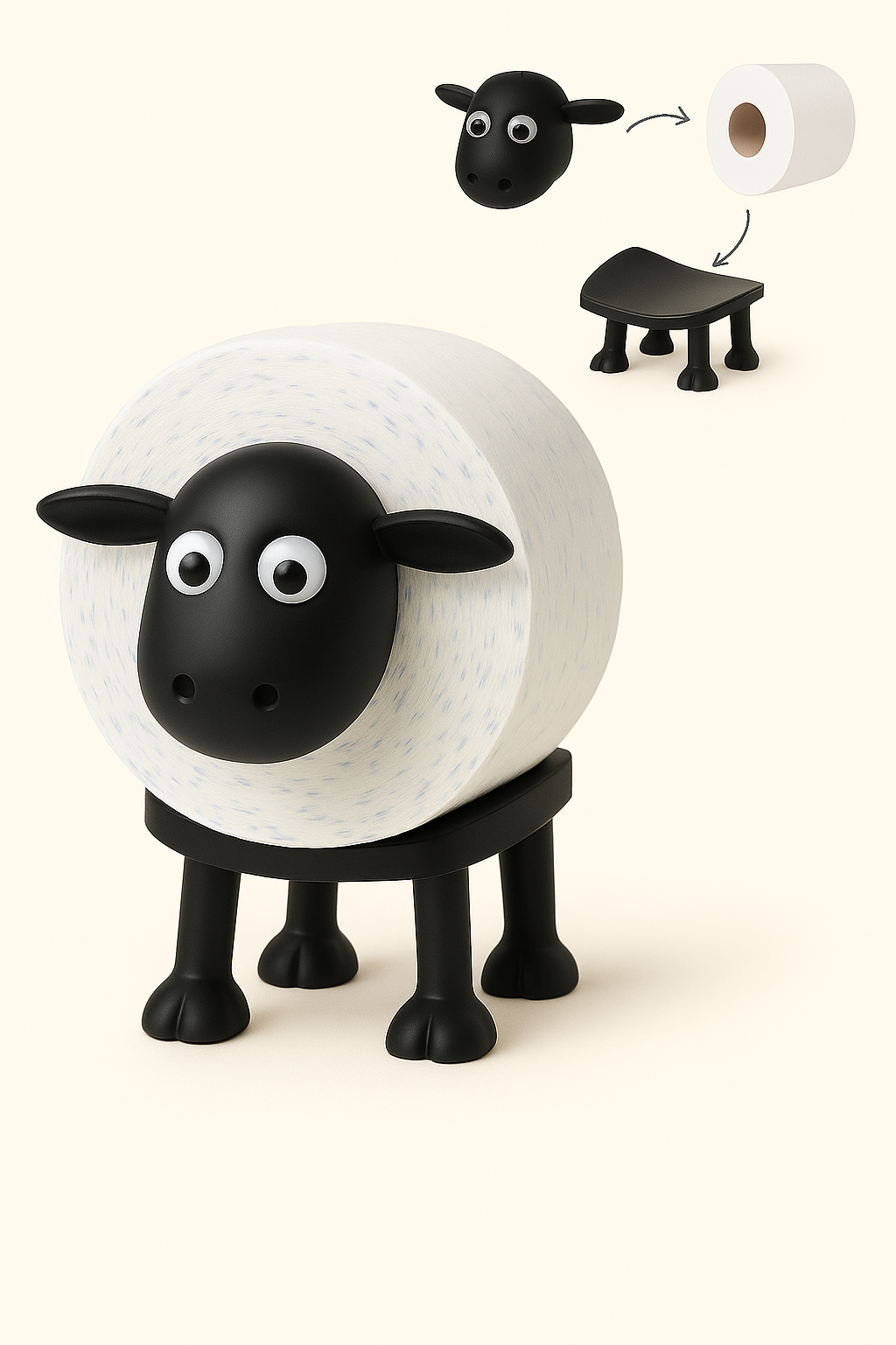 Uchwyt na papier toaletowy w formie stojącej owcy