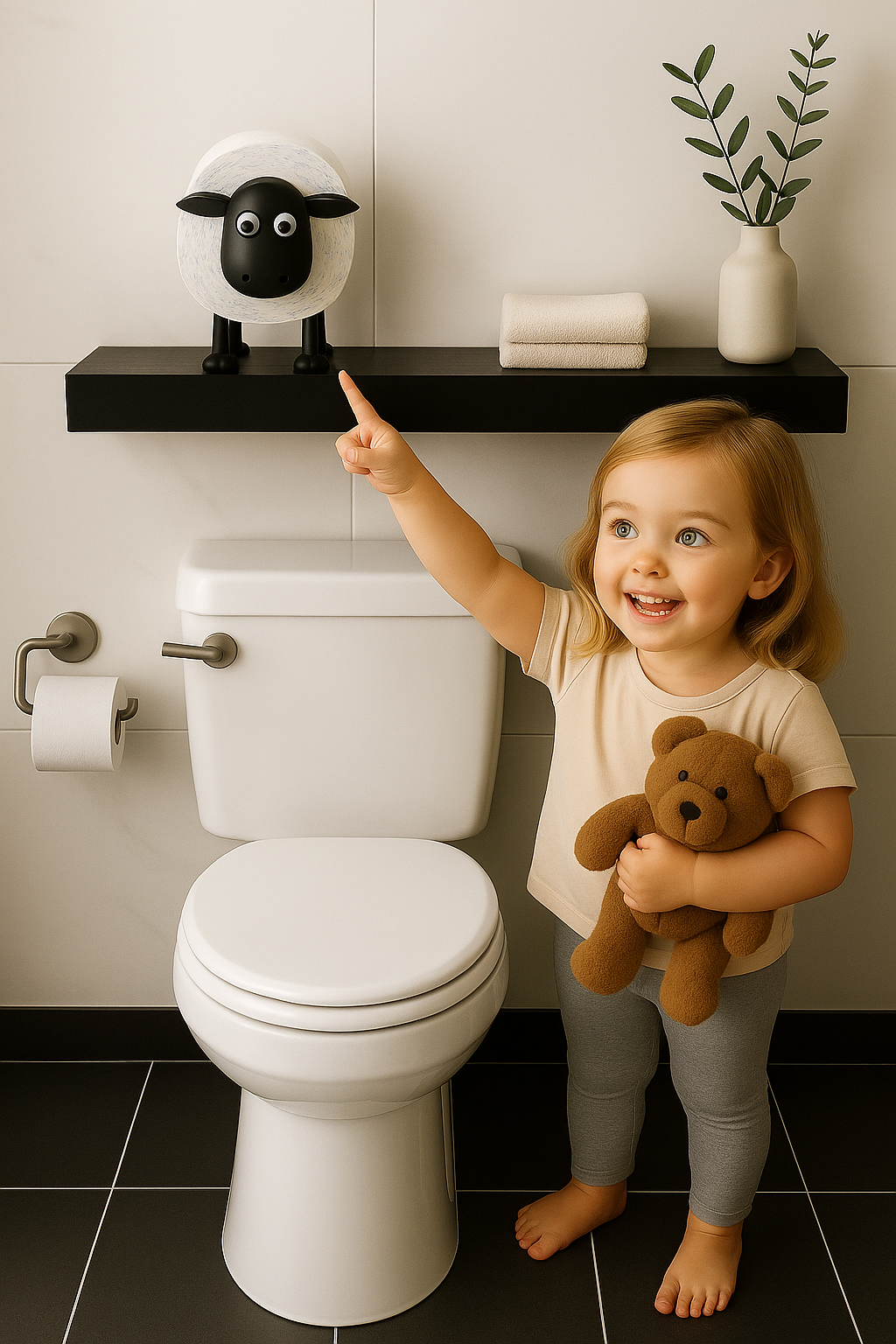 Uchwyt na papier toaletowy w formie stojącej owcy