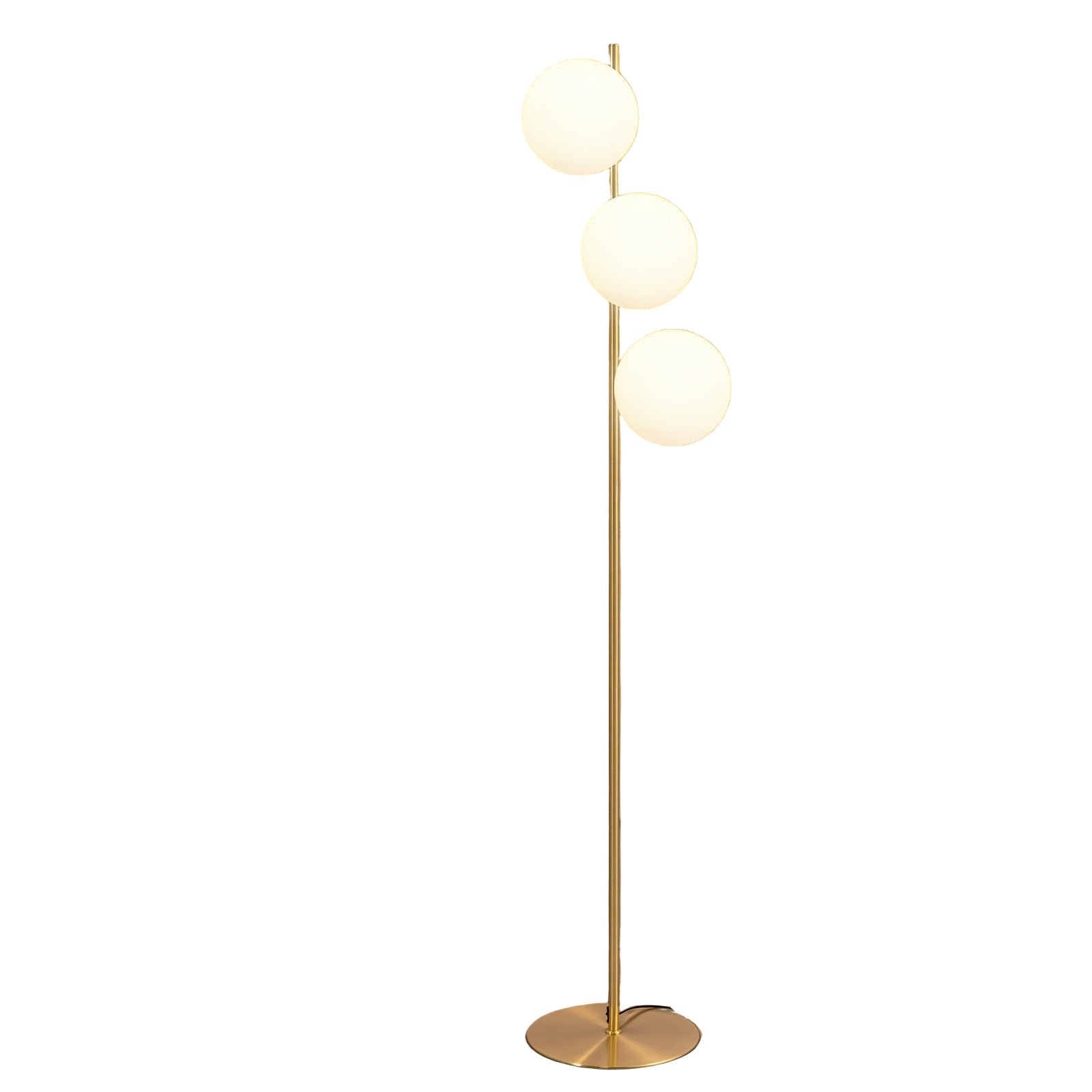 Lampa podłogowa z trzema szklanymi kloszami