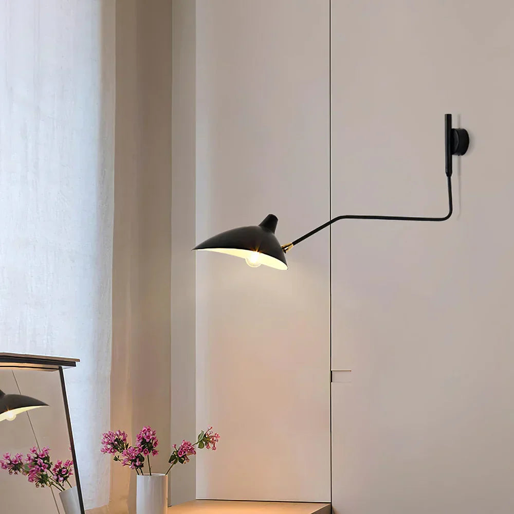 Verstelbare wandlamp met dubbele arm