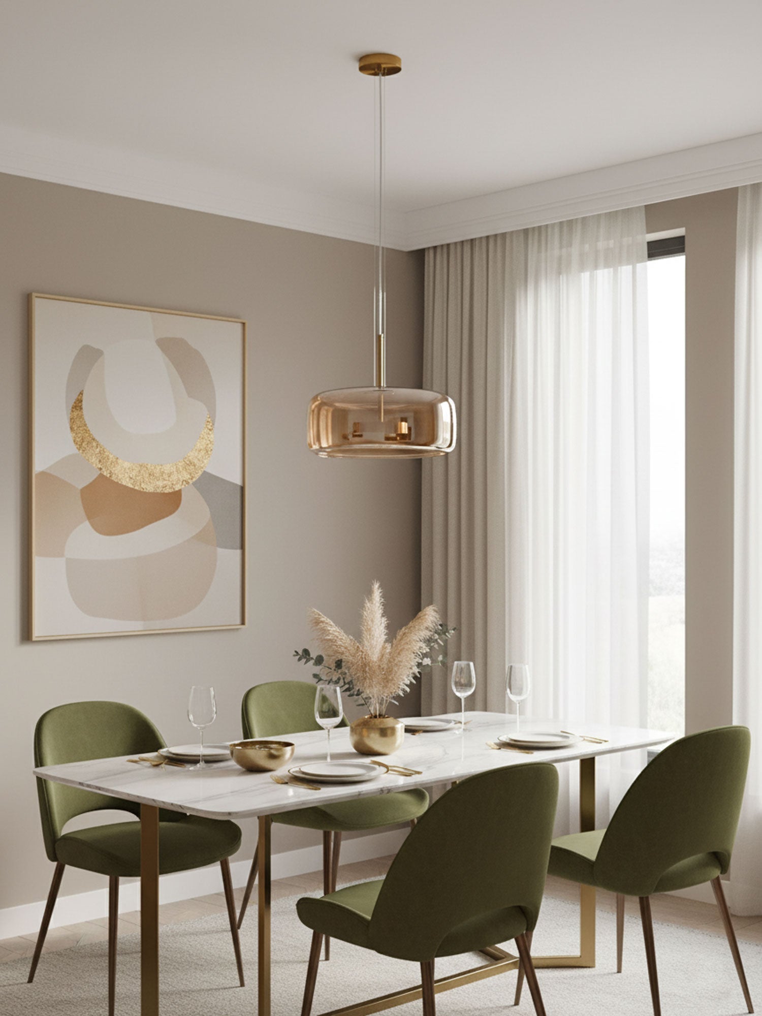Moderne hanglamp met LED van getint glas